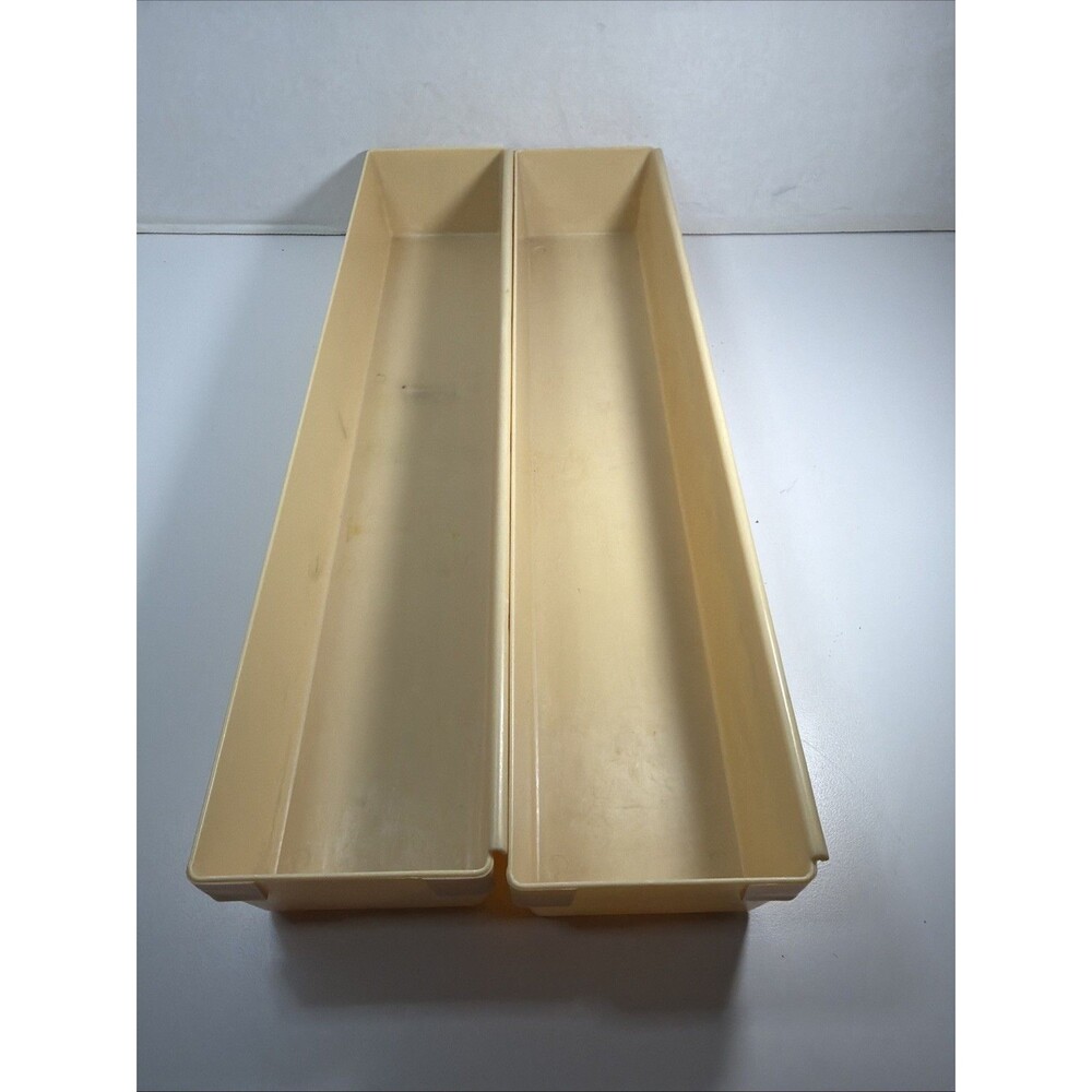 2 Rubbermaid Vintage drawer organizers 15” x 3" x 2" Interlocking Almond MCM Big